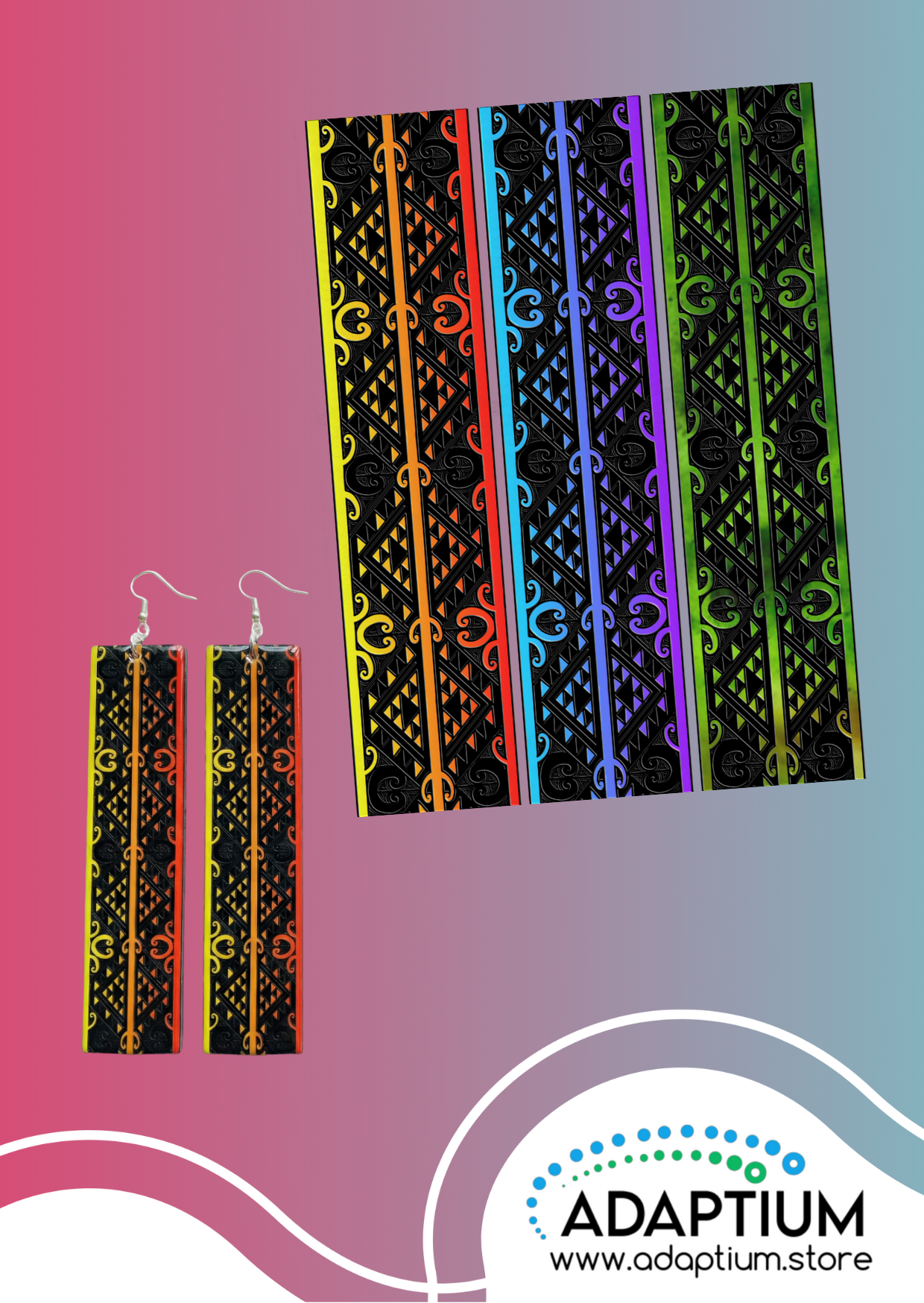 Maori Orange Tukutuku Clay Transfer CTP - CTP-MAO-Ora-TUK 131820-02