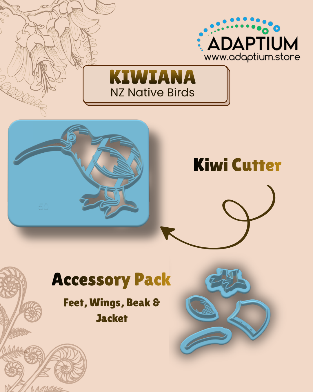 Kōtare (Kingfisher) Polymer Clay Cutter – NZ Native Bird Key Ring or Single Cutter KDBk