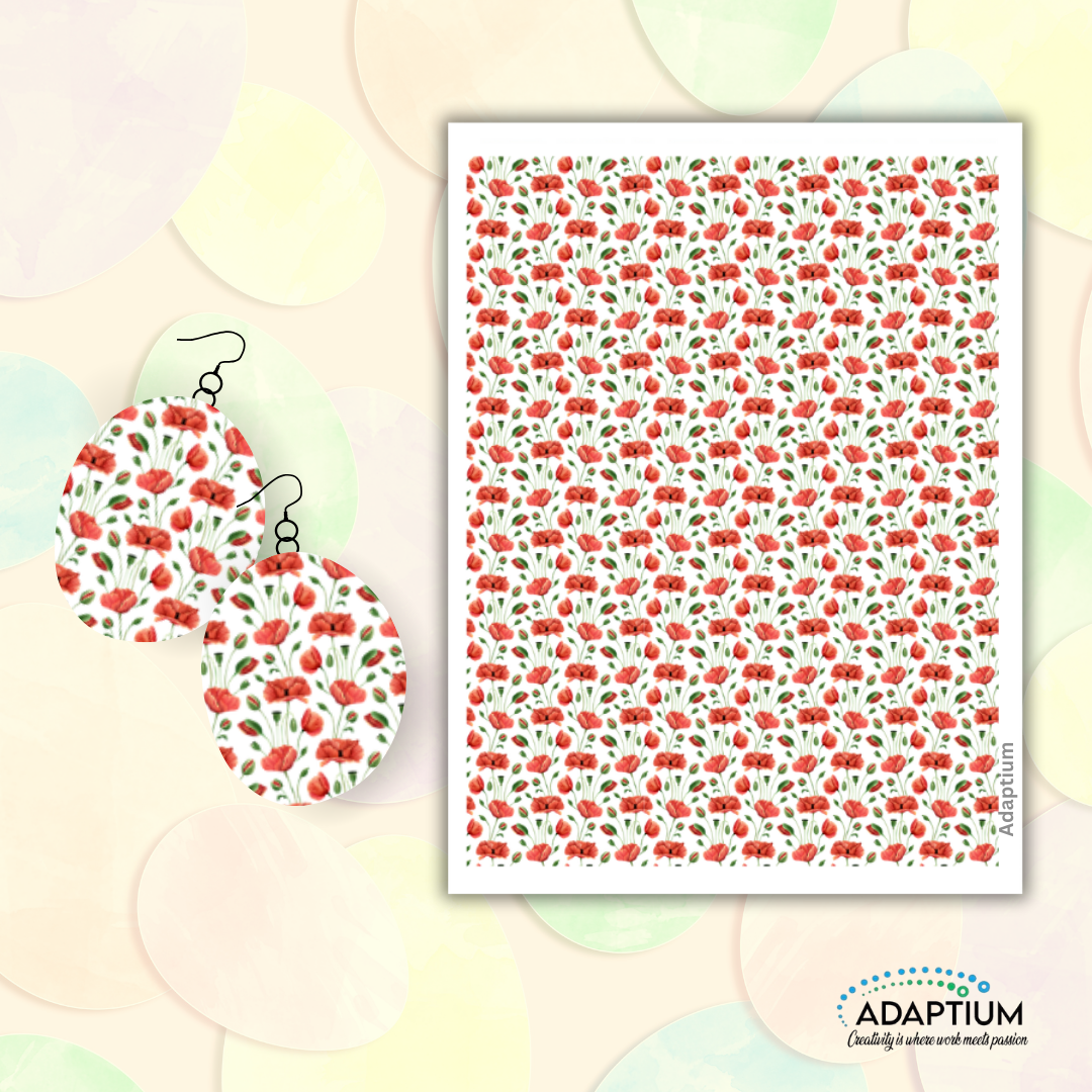 Clay Transfer Paper for polymer clay in Poppy flower print