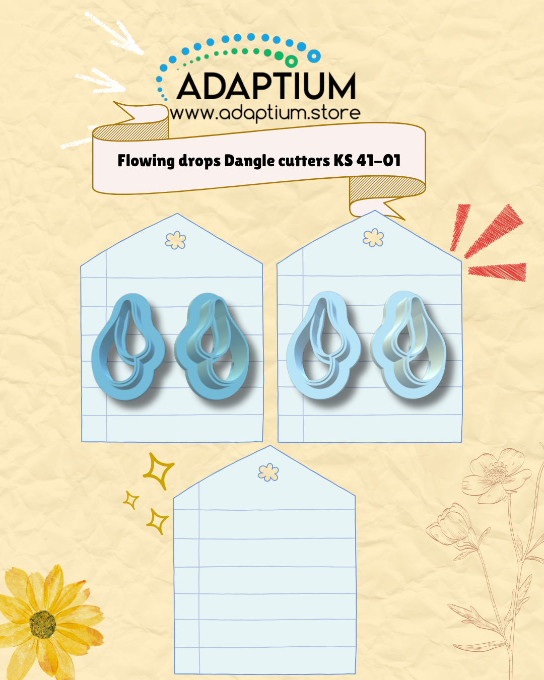 Flowing Drops Dangle Cutters – Polymer Clay Earring Set (KS 41-01)