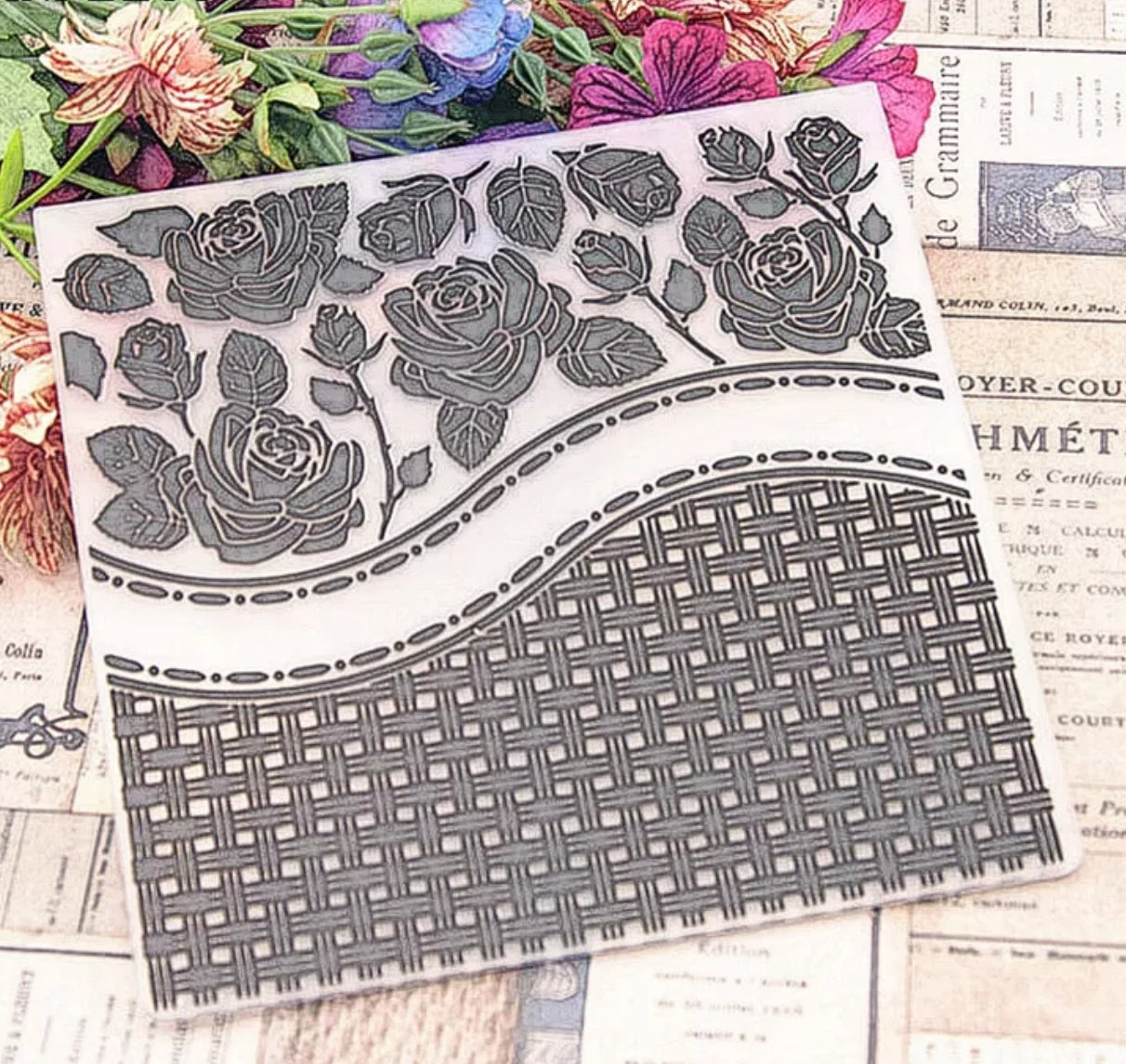 Rose Road 0001 Embossing folder Texture Stamp