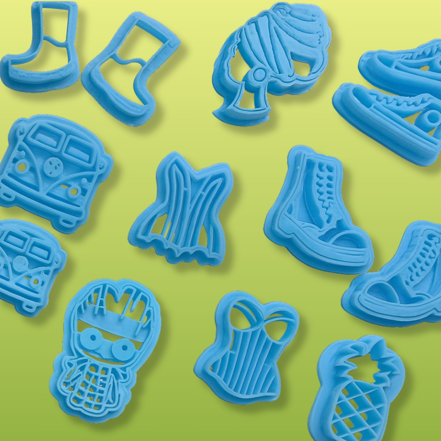 Selection of uniquely designed polymer clay cutters, perfect for crafting distinctive and creative jewelry pieces.