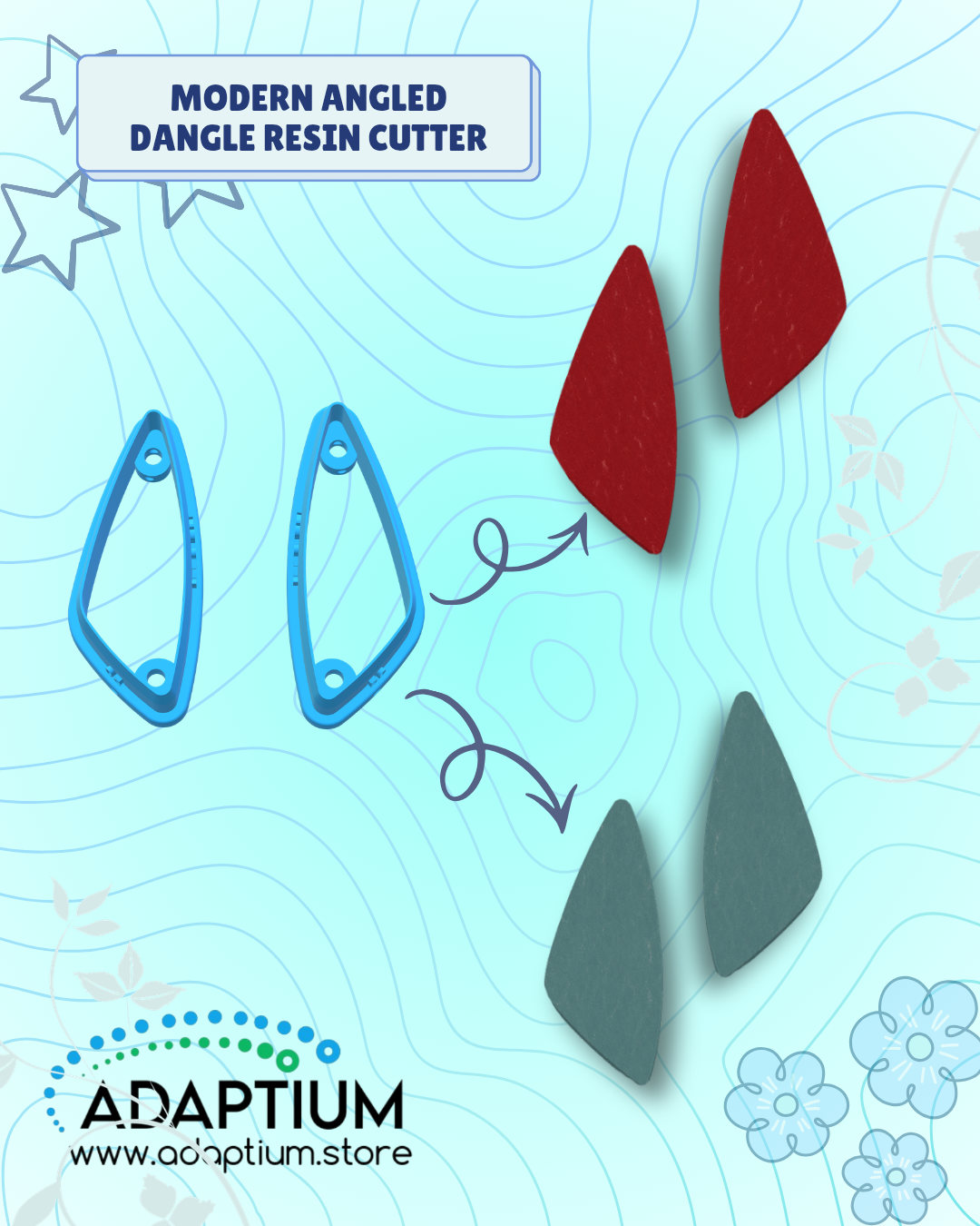 Modern Angled Dangle Dangle Resin Cutter – for polymer clay KS 37-1