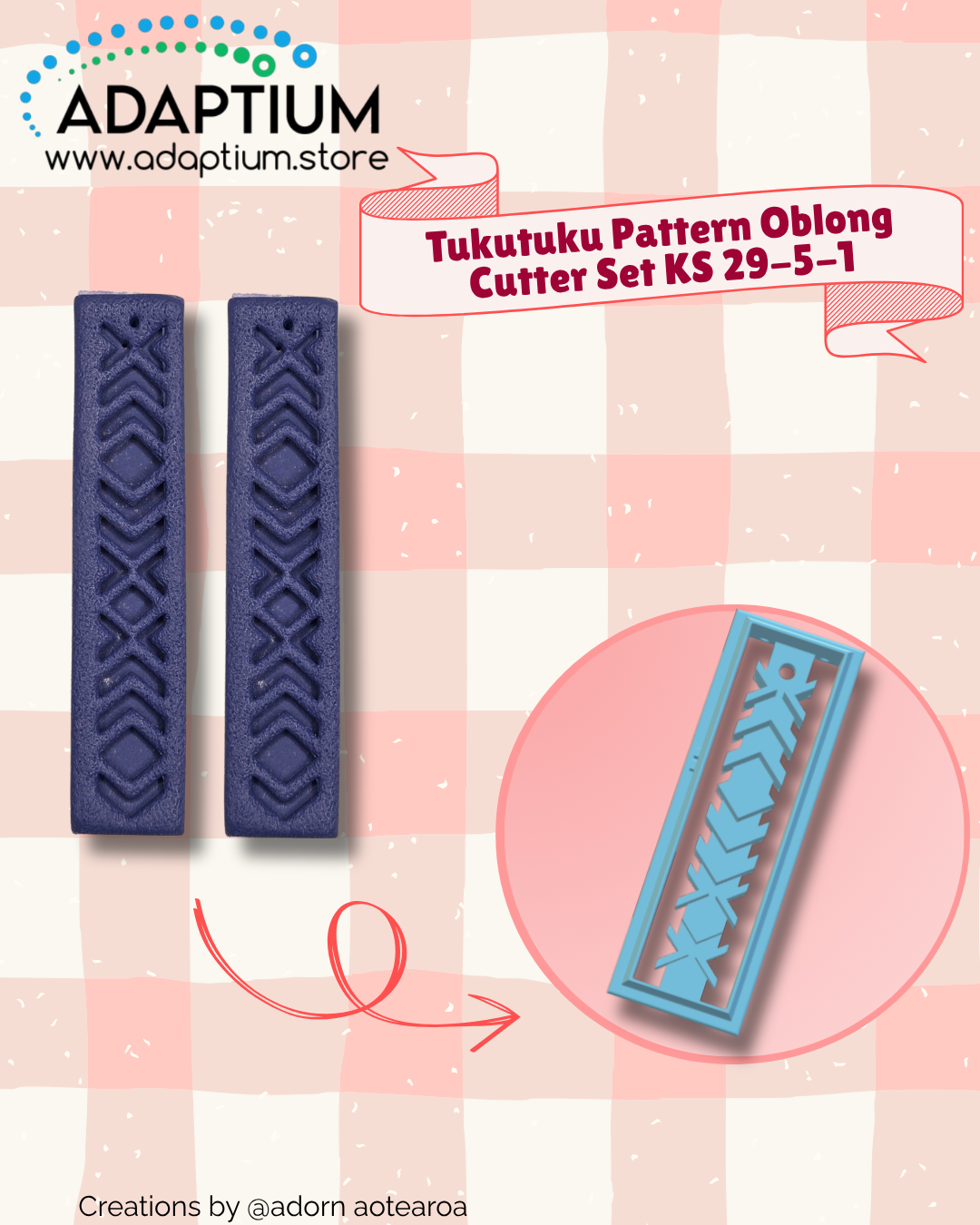 Tukutuku Pattern Oblong Cutter Set – Polymer Clay Drop Earrings KS 29-5