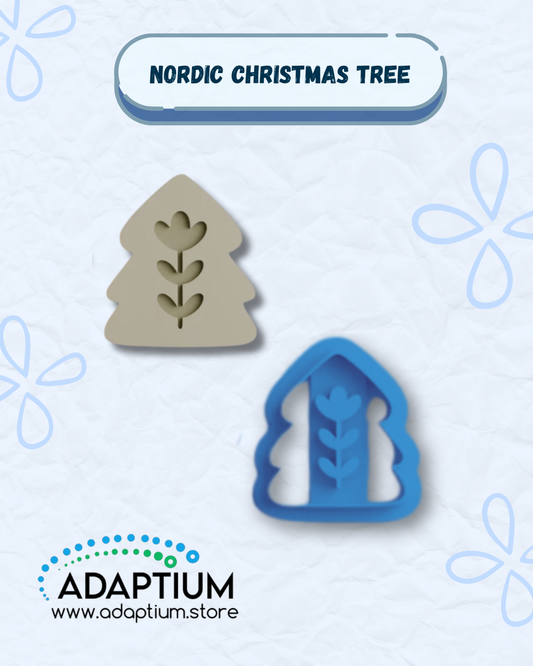 Nordic Christmas Tree Embossing Cutter for polymer clay, sharp resin cutter with embossed Nordic Christmas design, made in New Zealand