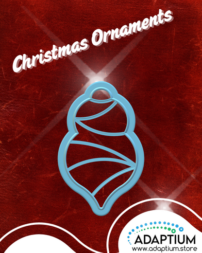 Blue Christmas ornament on a red background with 'Adaptium' branding.