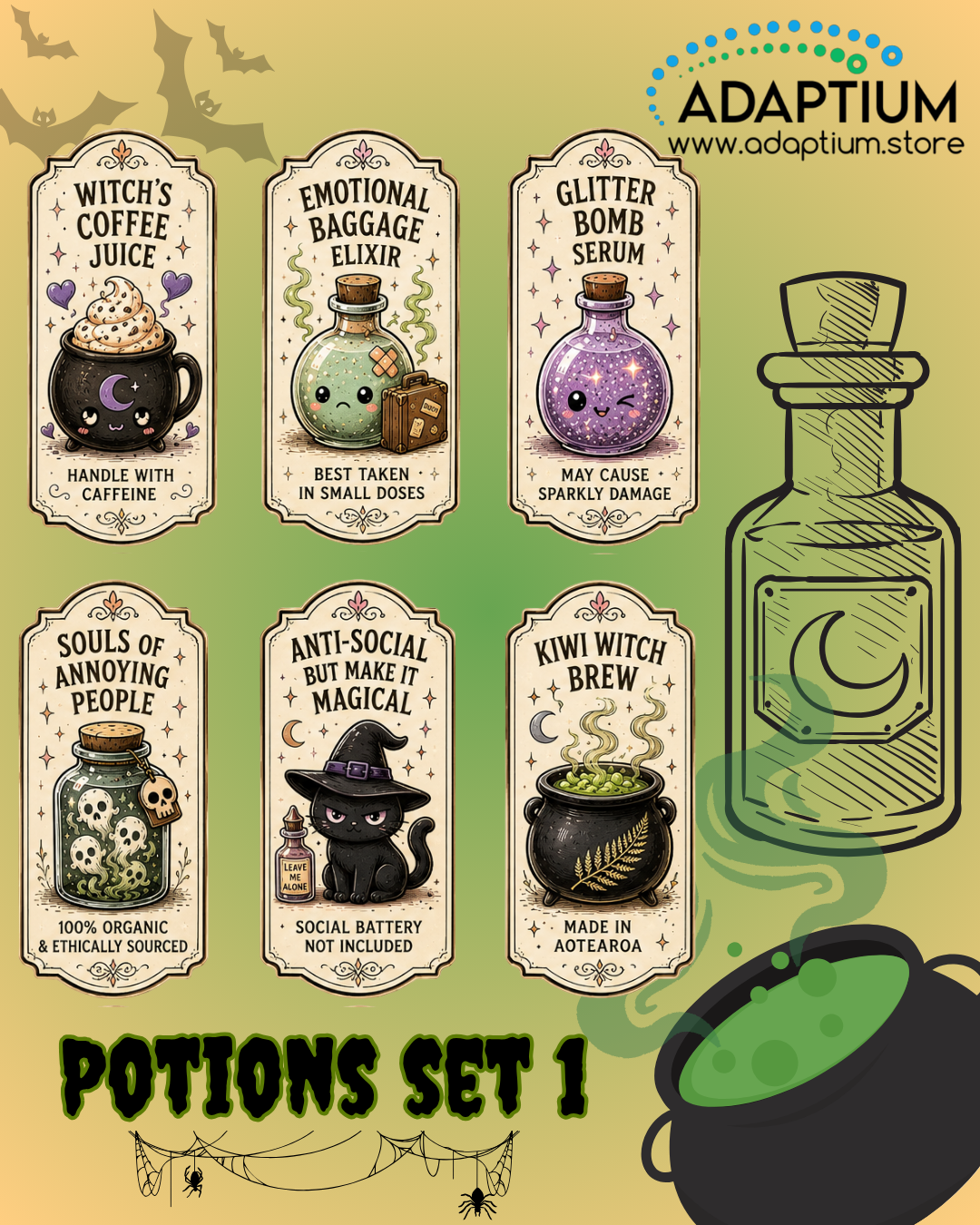 Halloween Potion Clay Transfers – Sets 1–4 CTP H26P