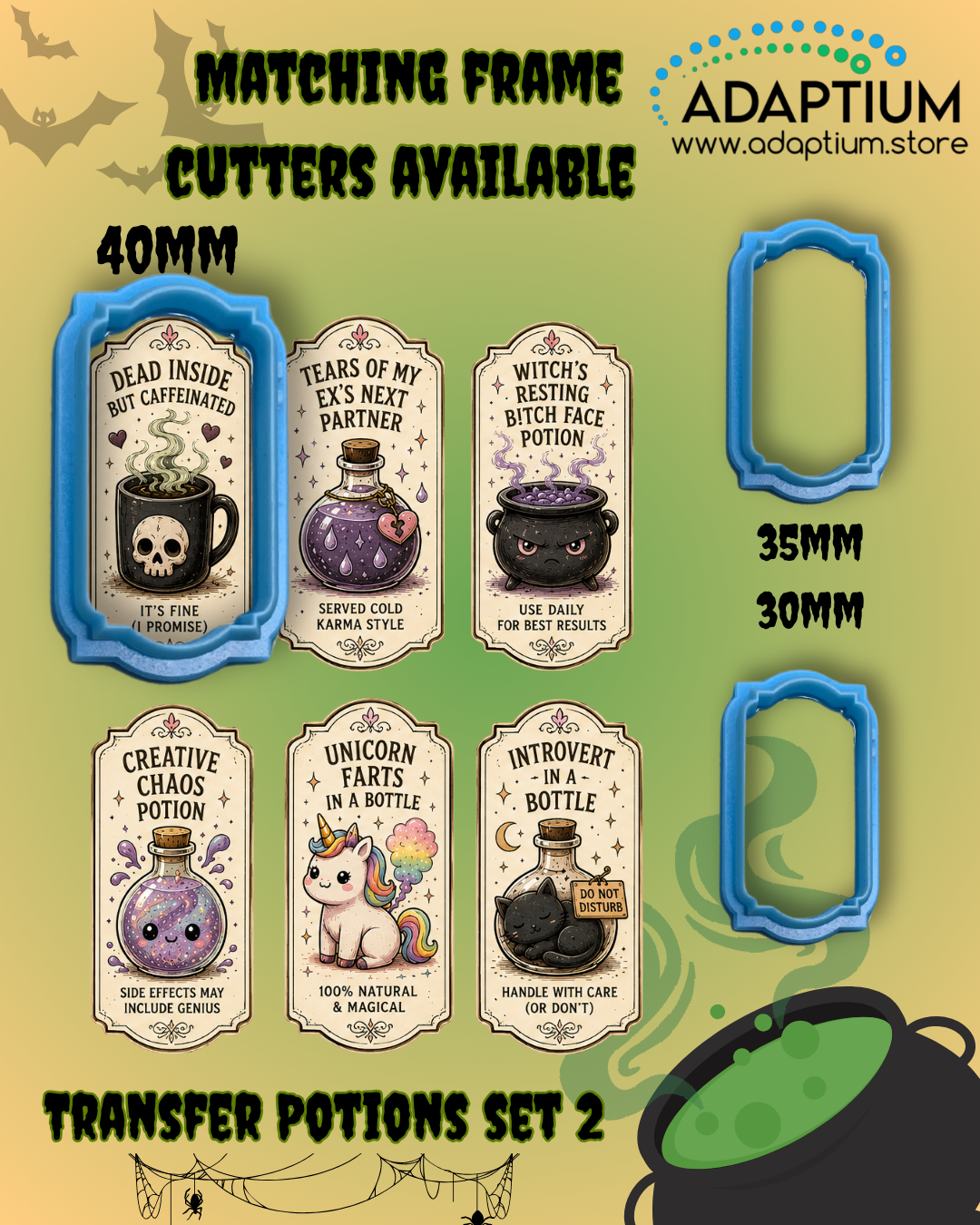 Halloween Apothecary Frame Cutters– Polymer Clay Potion Label Cutter KDH26P