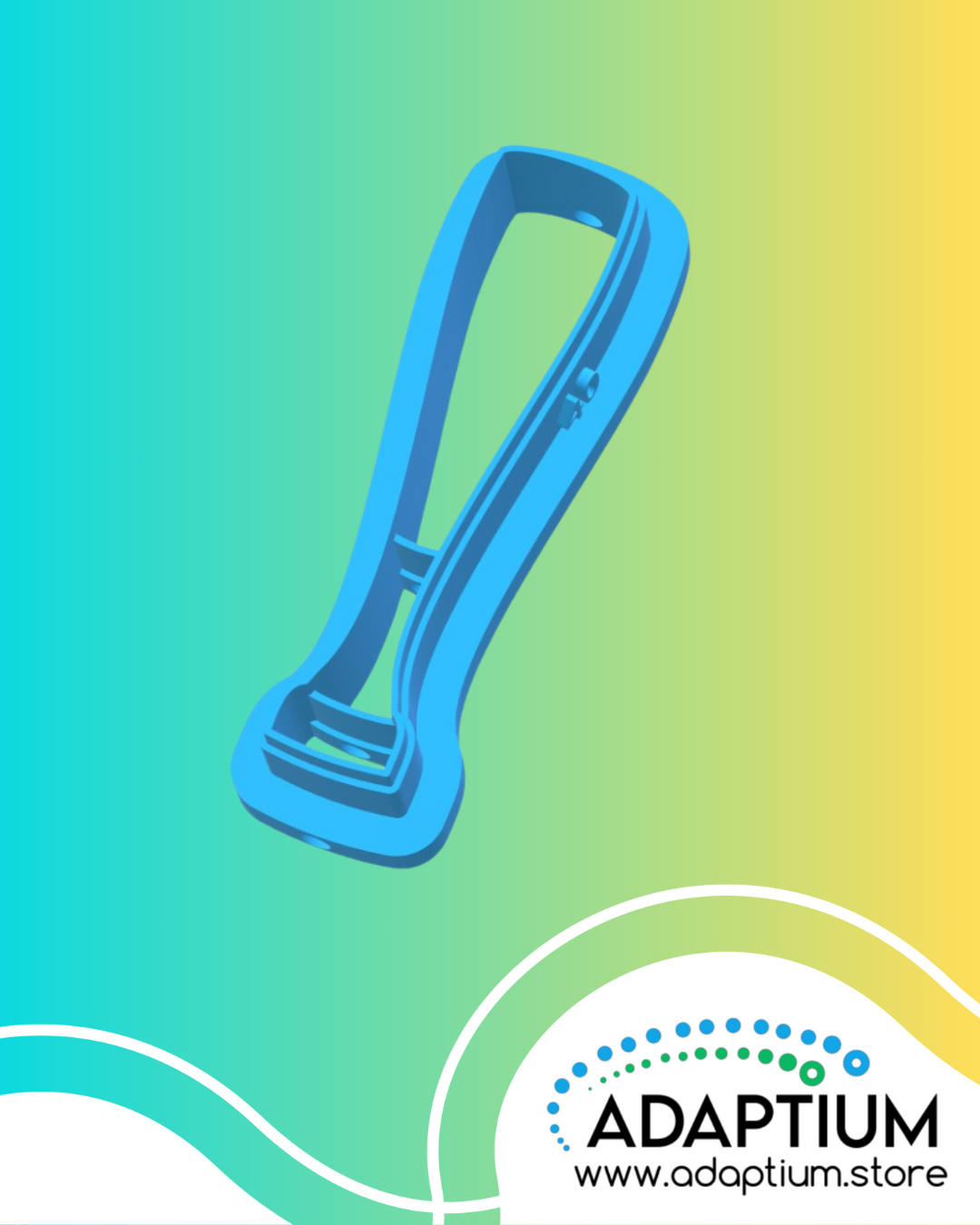 Baseball Bat Polymer Clay Cutter in a Turquoise Blue and Yellow gradient background with Adaptium logo and www.adaptium.store at the lower right corner