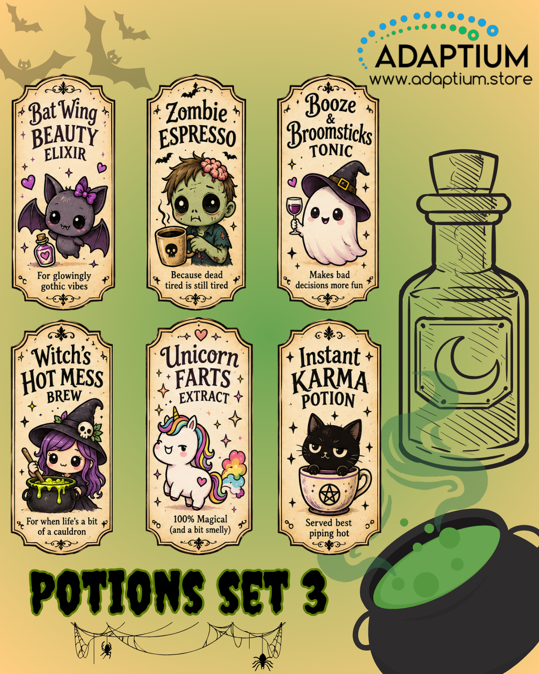 Halloween Potion Clay Transfers – Sets 1–4 CTP H26P