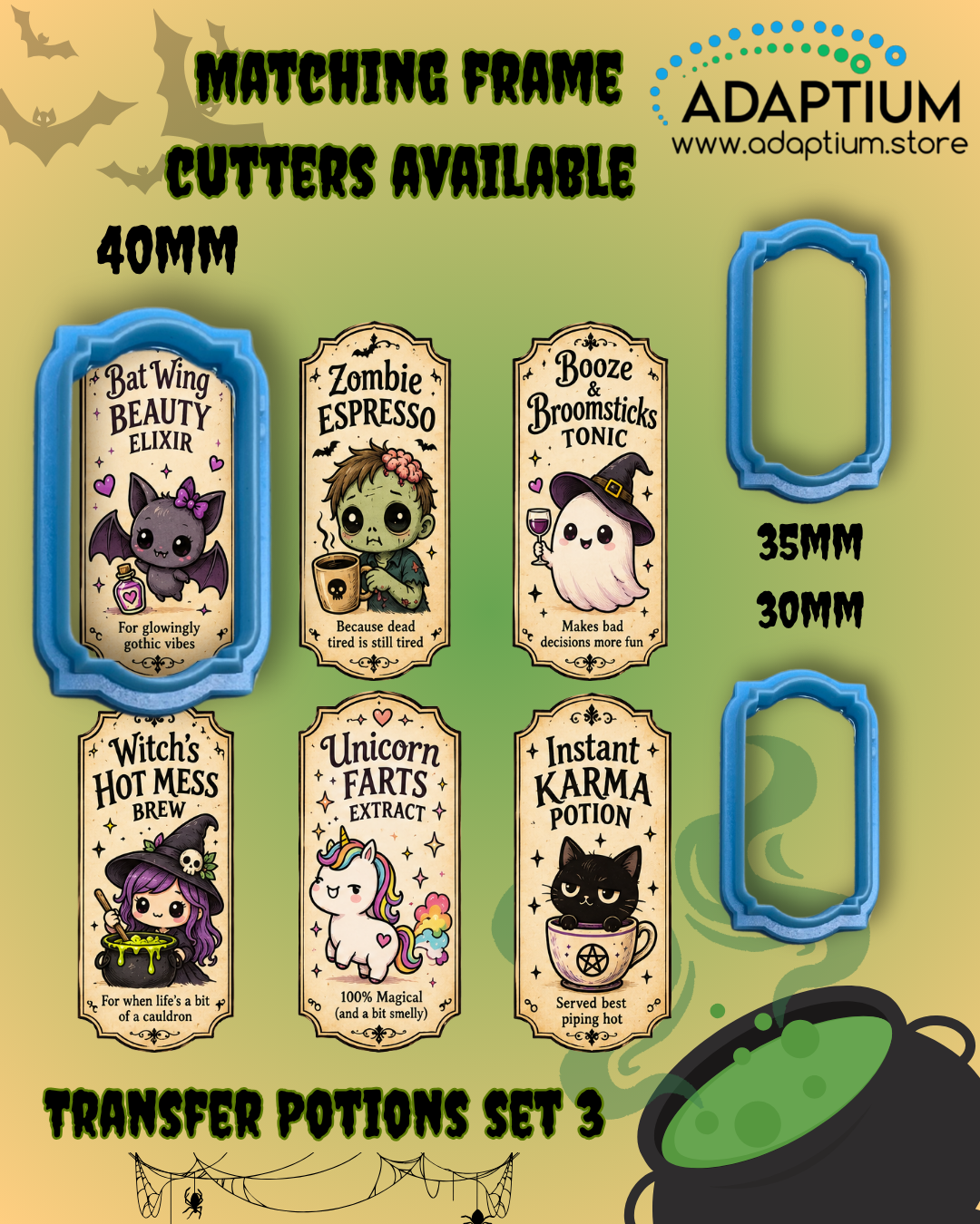 Halloween Apothecary Frame Cutters– Polymer Clay Potion Label Cutter KDH26P