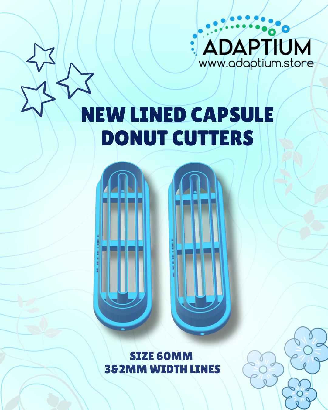 Two blue donut cutters on a light blue background with 'Adaptium' branding.