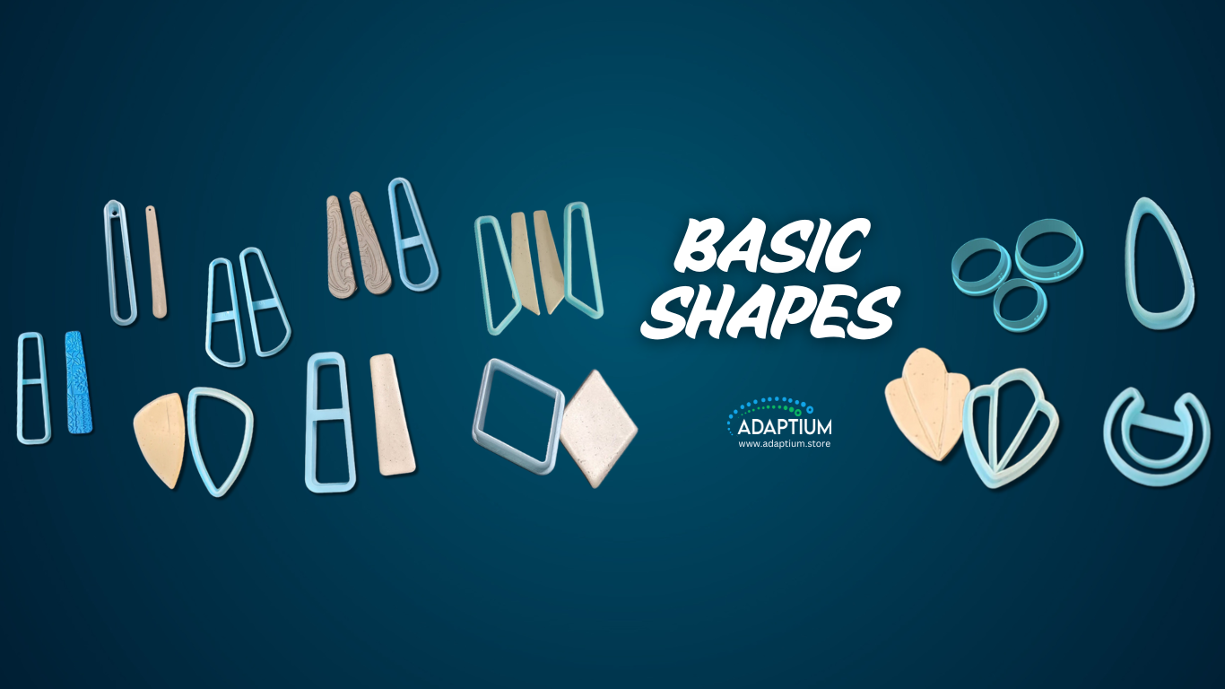 The Basic Shapes cutters collection features beginner-friendly polymer clay cutters that help create timeless pieces, ranging from circles and long trapezoids to diamonds, teardrops, and more.