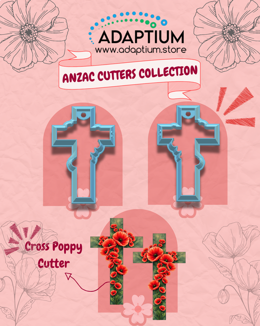 ANZAC Cross Poppy Cutter – Polymer Clay Cutter with Matching Transfer Option
