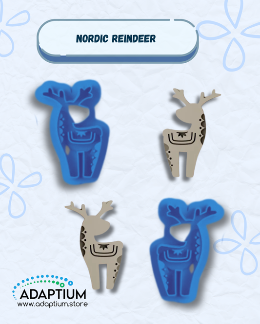 Nordic Reindeer Embossing Cutter for polymer clay, sharp resin cutter with embossed Nordic Christmas design, made in New Zealand