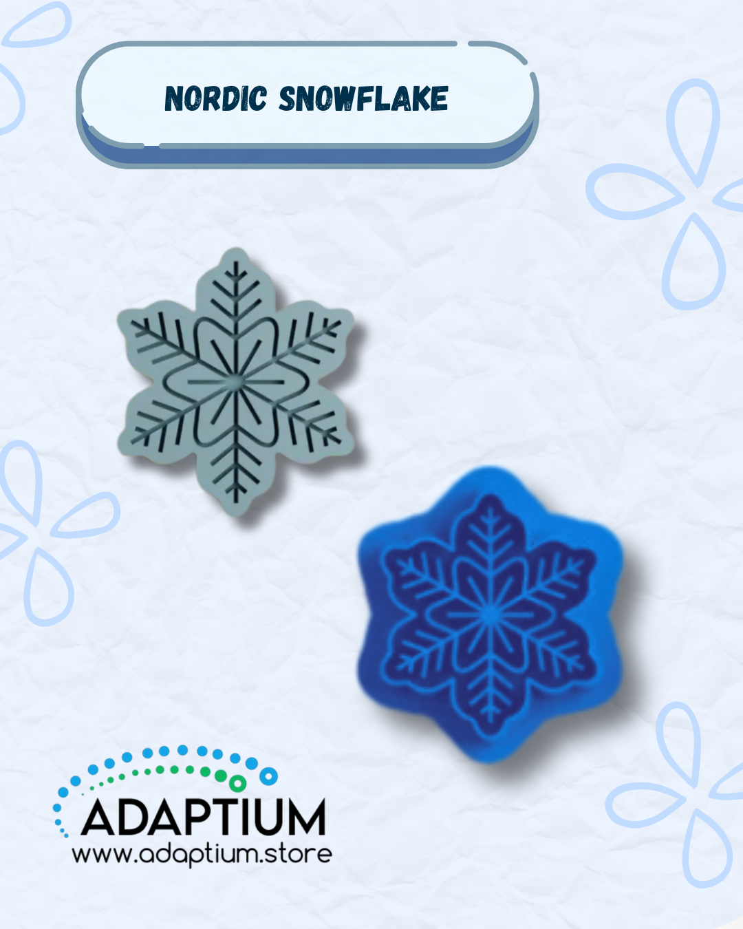 Nordic Snowflake Embossing Cutter for polymer clay, sharp resin cutter with embossed Nordic Christmas design, made in New Zealand