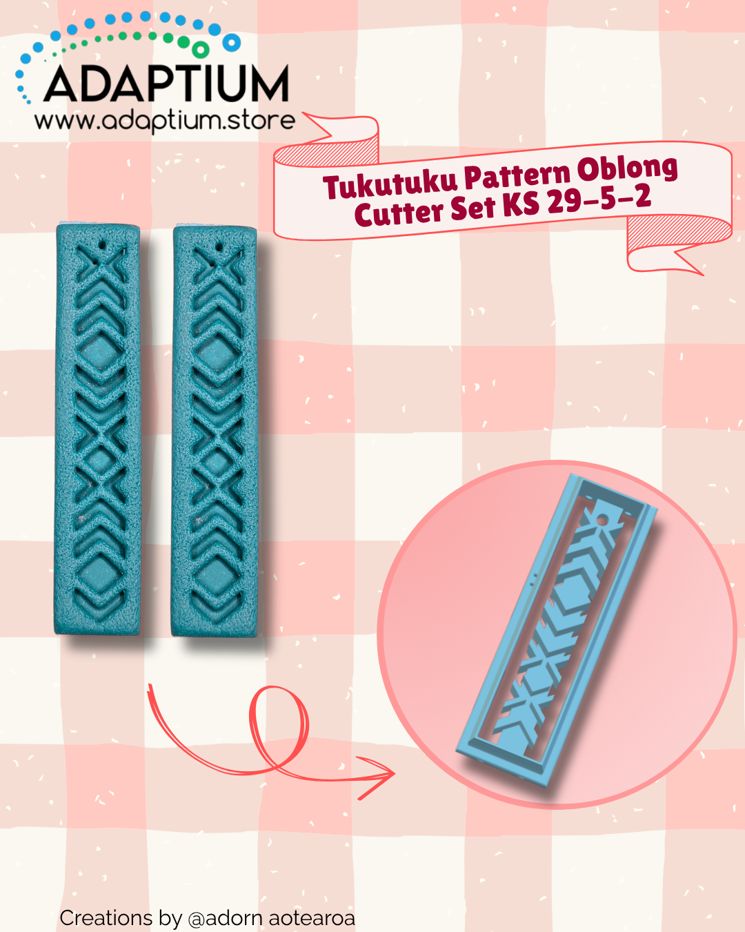Tukutuku Pattern Oblong Cutter Set – Polymer Clay Drop Earrings KS 29-5