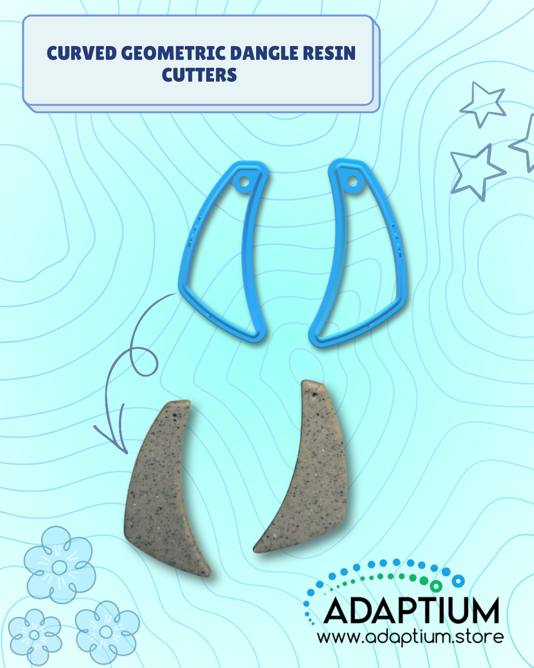 Curved Geometric Dangle Resin Cutters -for Polymer Clay KS 3-1
