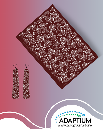 Anthurium leaf silkscreen for polymer clay with detailed tropical leaf line pattern