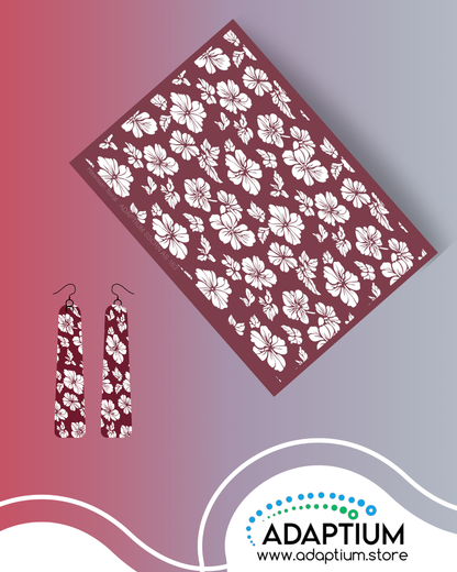 Hawaiian floral polymer clay silkscreen with hibiscus flower pattern in bold tropical style.