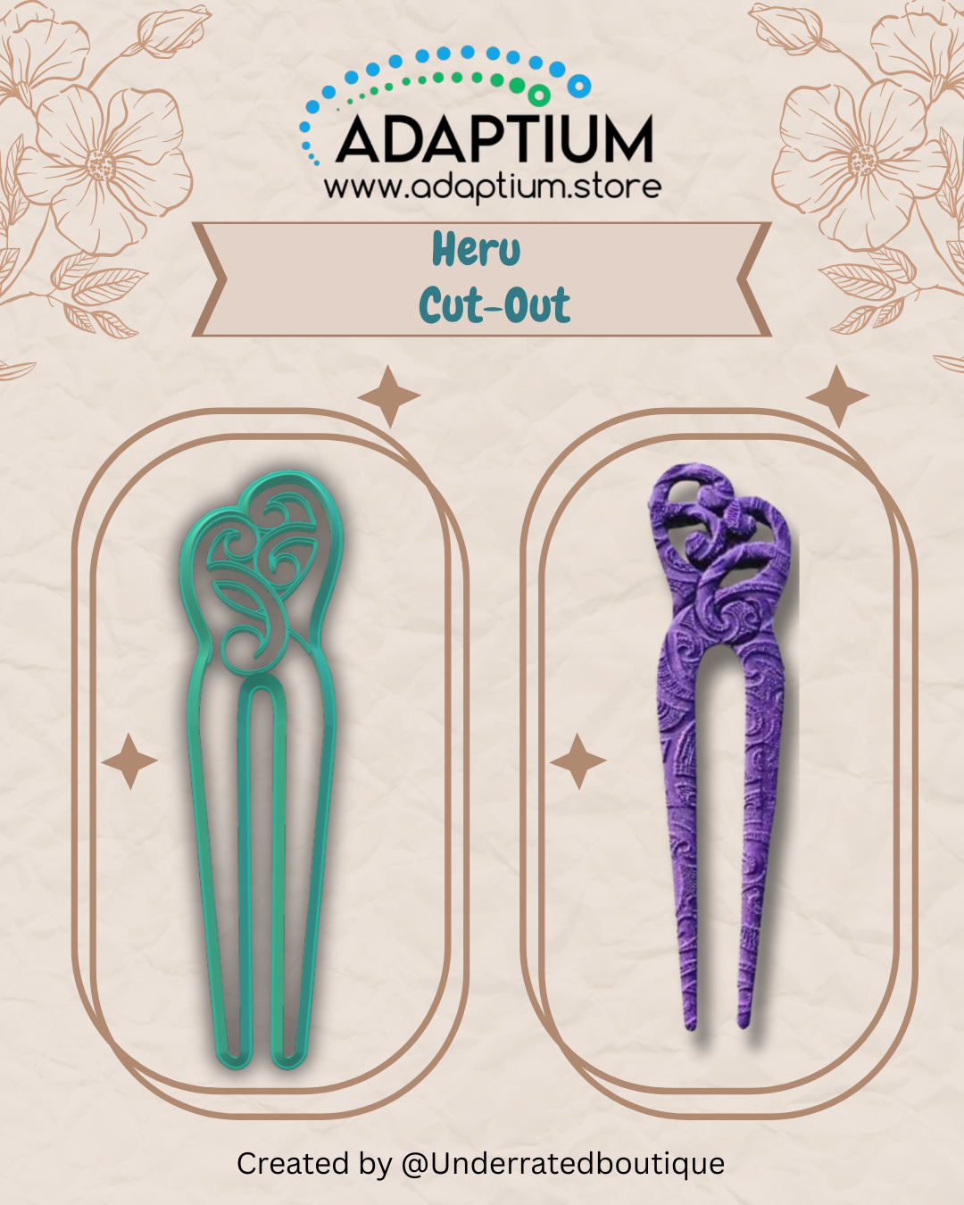 Heru Polymer Clay Cutter – Māori Inspired Hair Comb Design