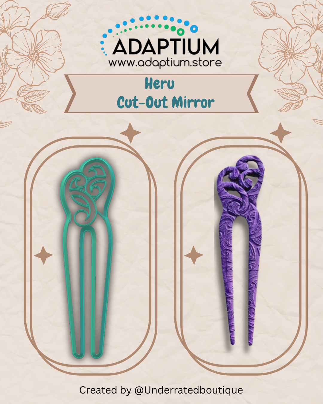 Heru Polymer Clay Cutter – Māori Inspired Hair Comb Design