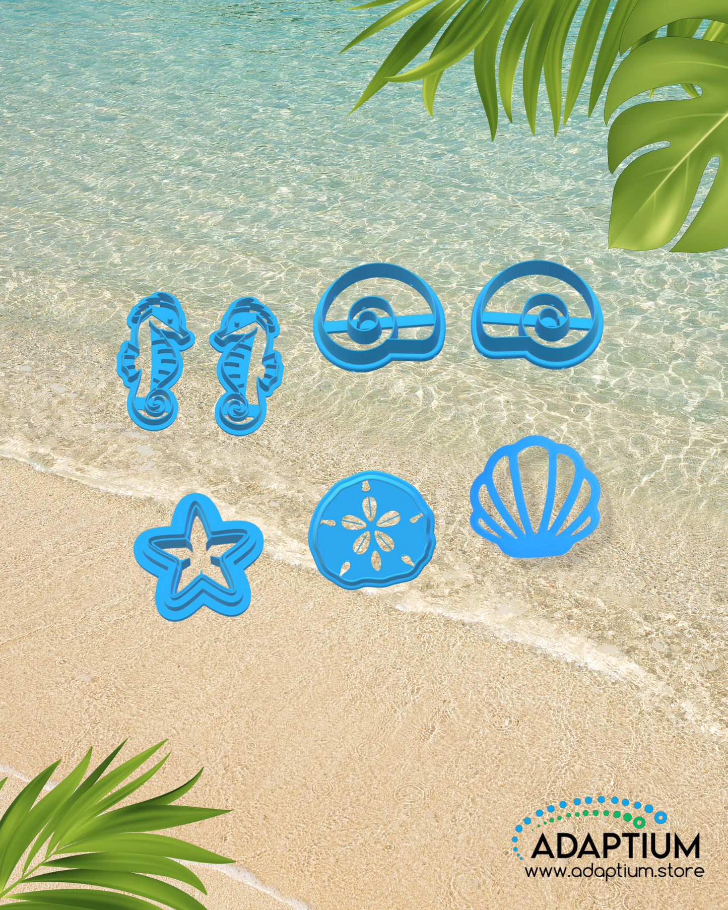 Beach Life - Under the Sea Stud Set – Starfish, Clam, Shell, Seahorse & Sand Dollar Polymer Clay Cutters KDOL