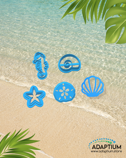 Beach Life - Under the Sea Stud Set – Starfish, Clam, Shell, Seahorse & Sand Dollar Polymer Clay Cutters KDOL