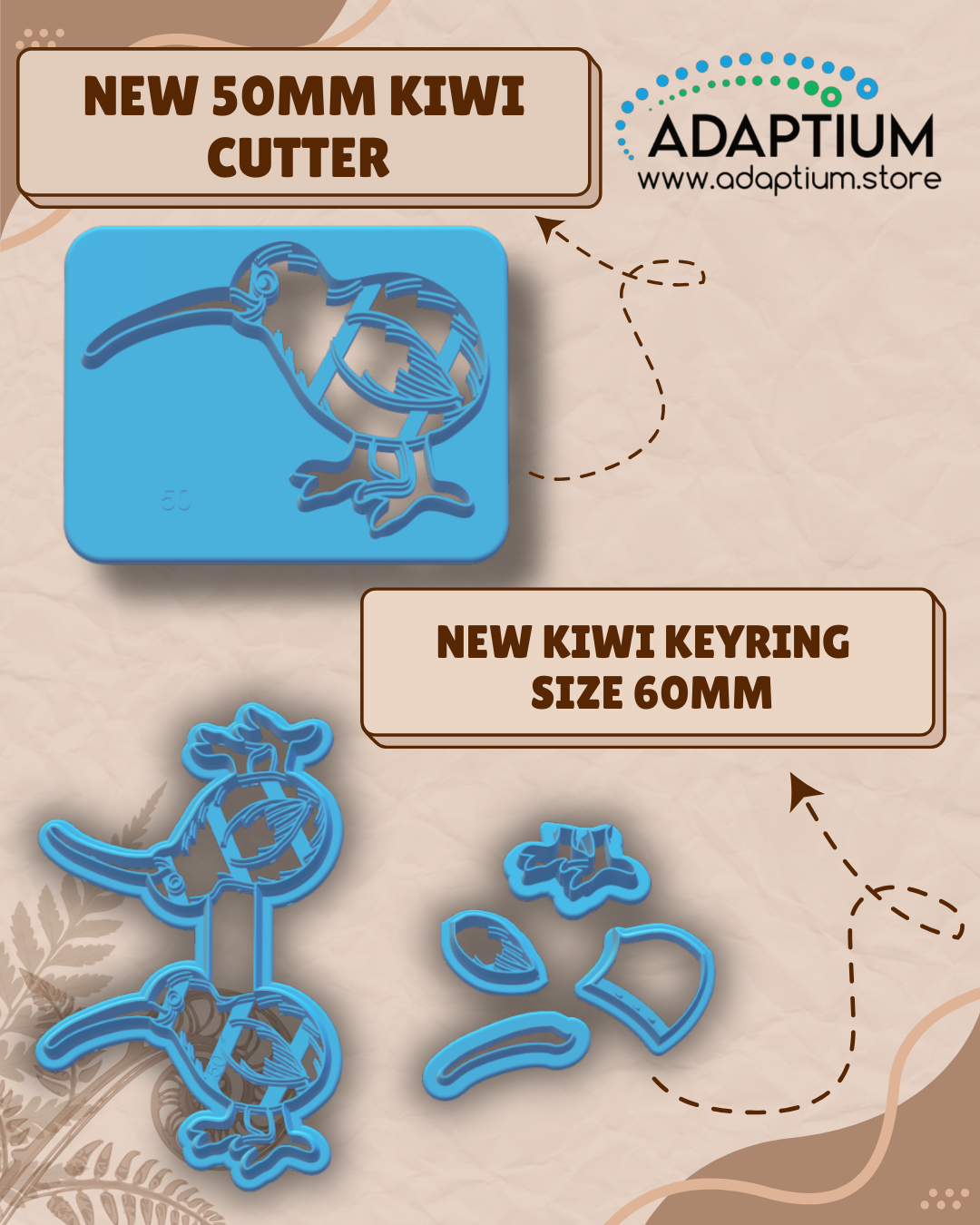 Build-A-Kiwi Keyring Cutter Set - Polymer Clay Kiwi cutter Accessories available KDBT