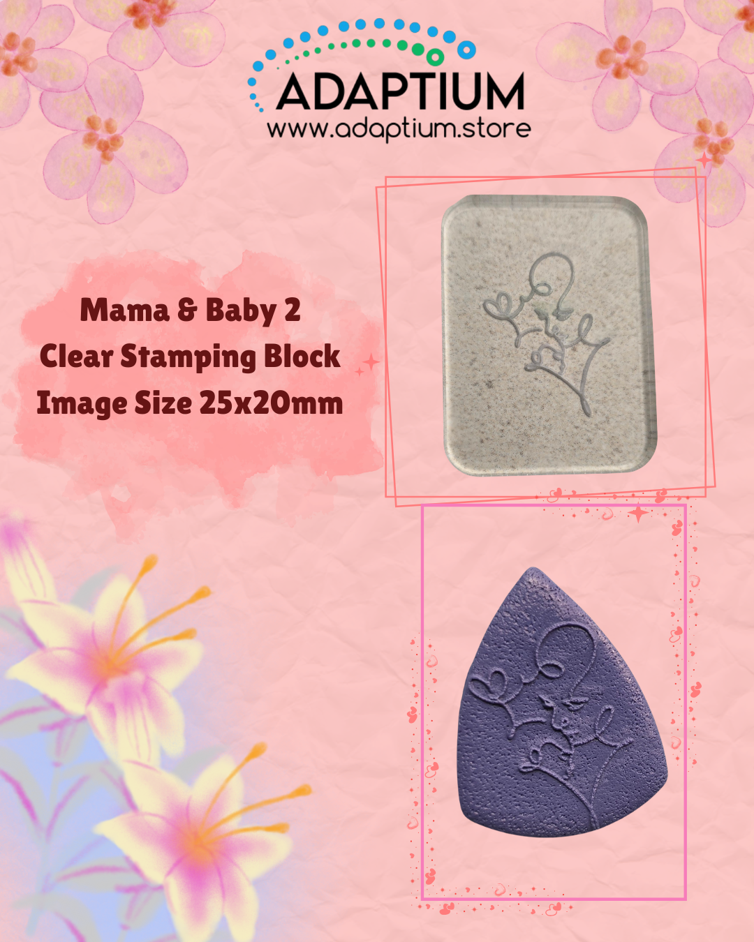 Motherhood Line Art Stamp – Clear Stamping Block for polymer clay (2 designs) KDXTAS