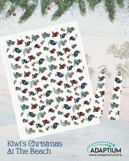 Kiwis & friends Christmas surf Transfer paper CTP-CHR-KIW-SUR