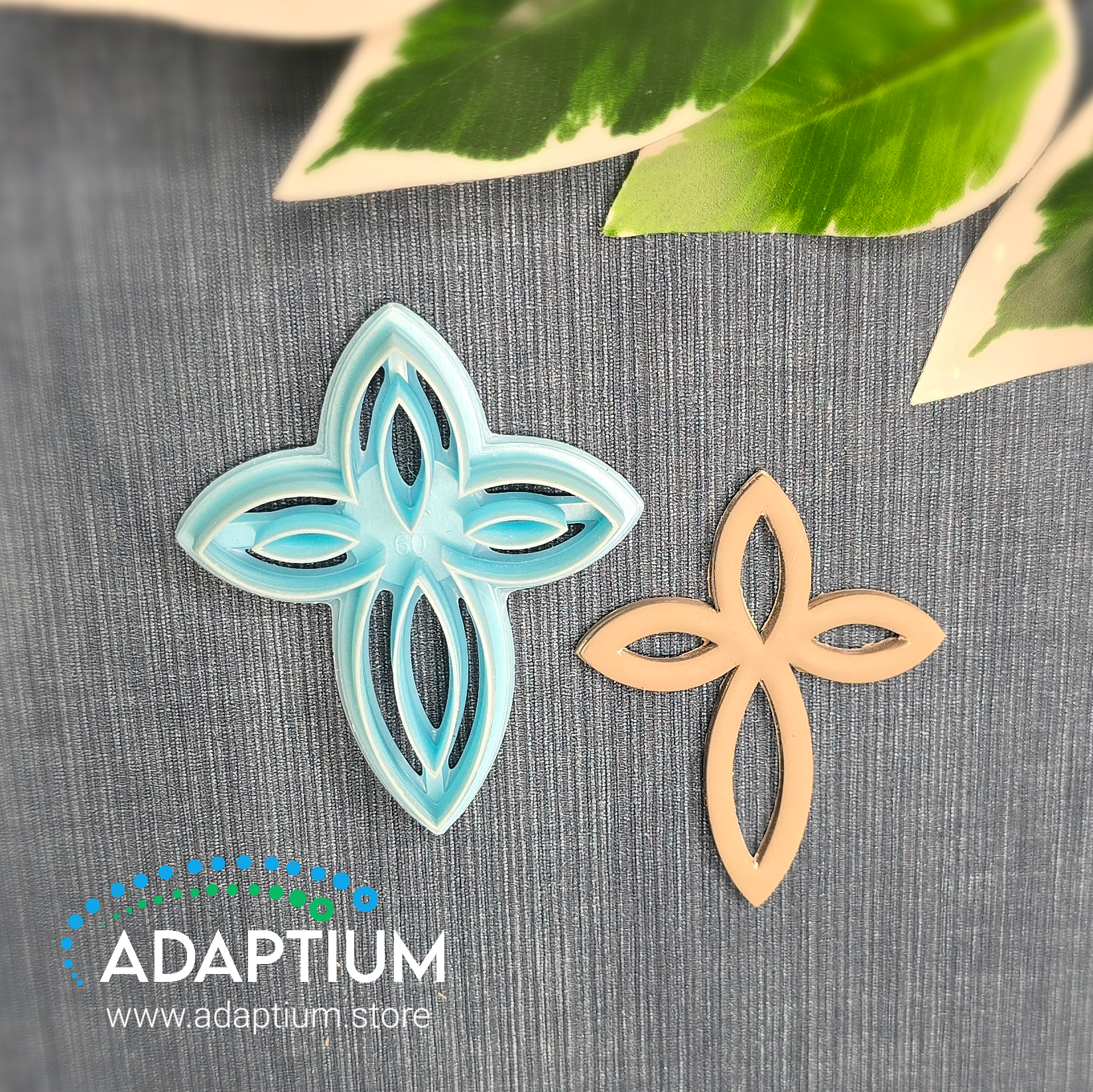 Sky blue Celtic cross cutter for polymer clay made from resin 