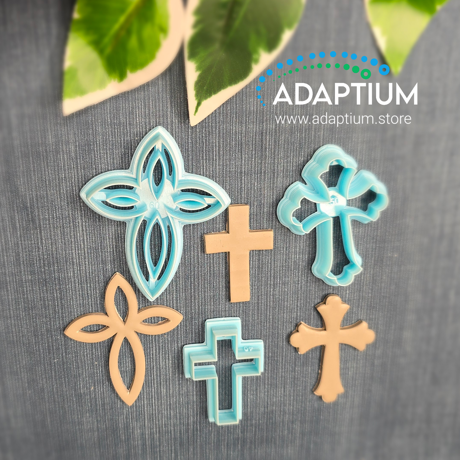 Collection of 3  different types of crosses. Sky blue sharp resin cutters for polymer clay 