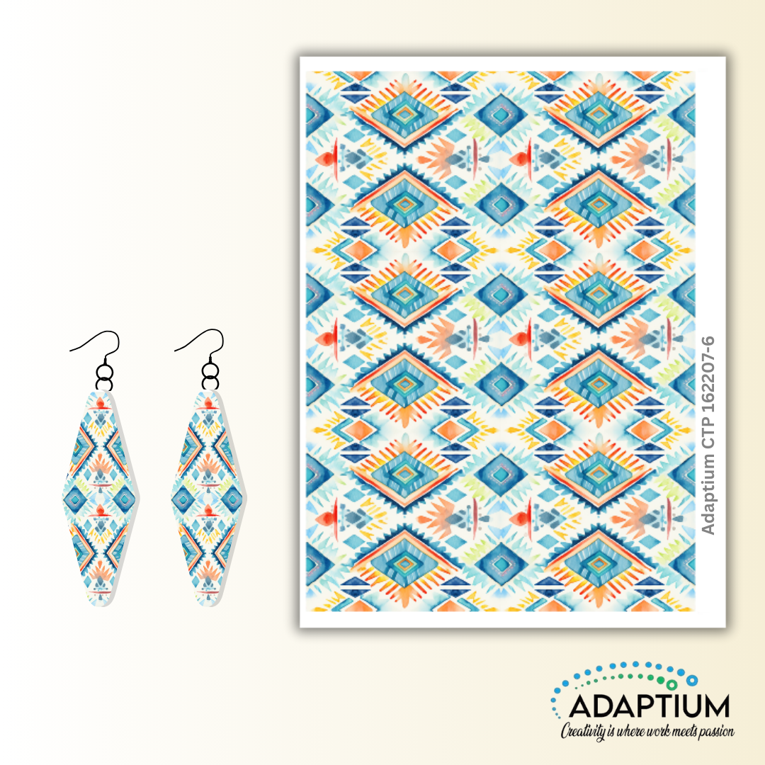 Aztec print Water Colour Print Clay Transfer Paper for Polymer Clay