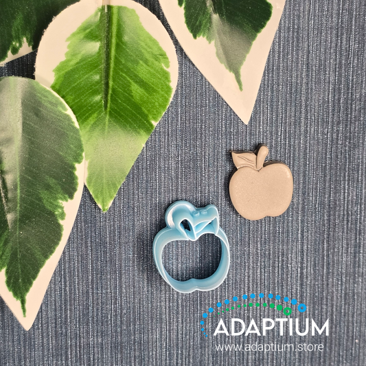 Sharp, sky blue apple with stem & leaf resin cutter for polymer Clay