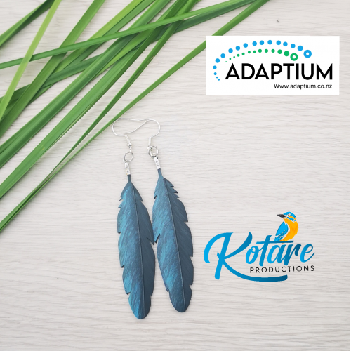 9.5cm Tui feather up-cycled rubber Earrings
